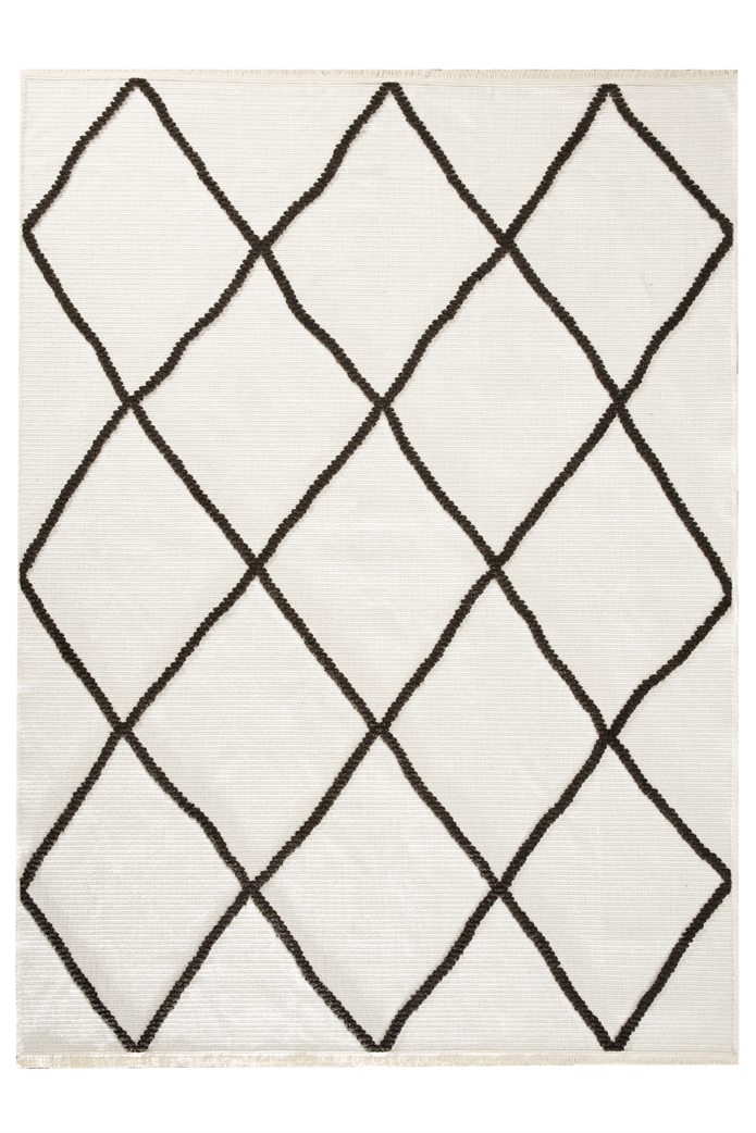 Beyaz Renkli Altı Kaymaz Makine Dokuma Halı - B498X