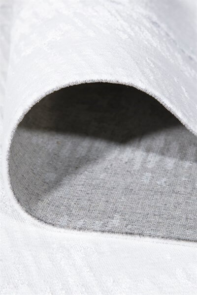 Beyaz Rengi Vintage Bambu Altı Kaymaz Makine Dokuma Halı