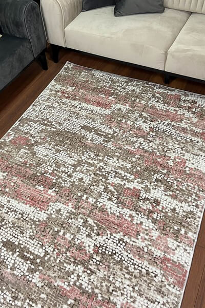 Burçe Gül Renkli Altı Kaymaz Yıkanabilir Halı