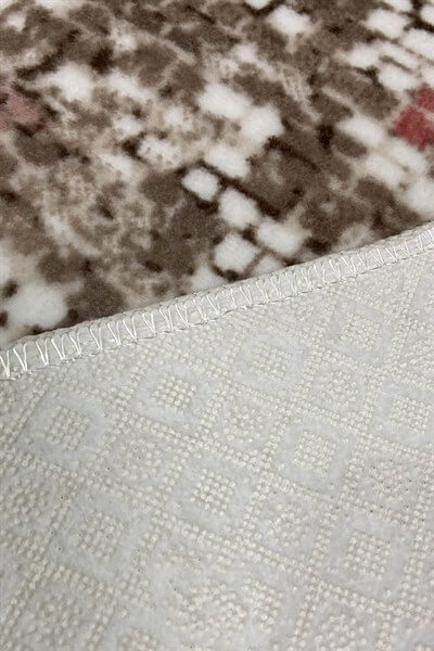 Burçe Gül Renkli Altı Kaymaz Yıkanabilir Halı