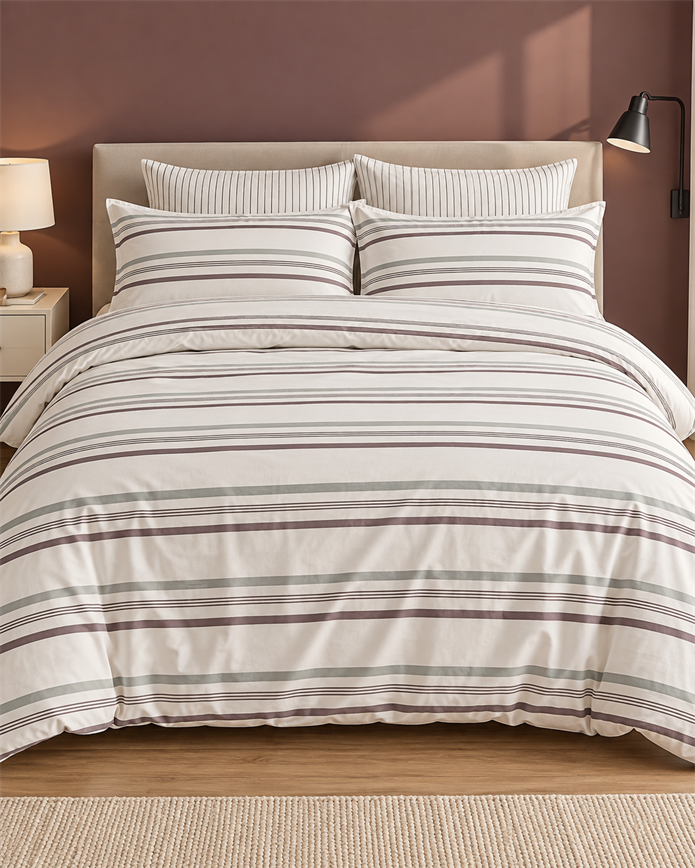 Çift Kişilik Desenli Krem Mavi Yastıklı Nevresim Takımı HÇ11 200x220