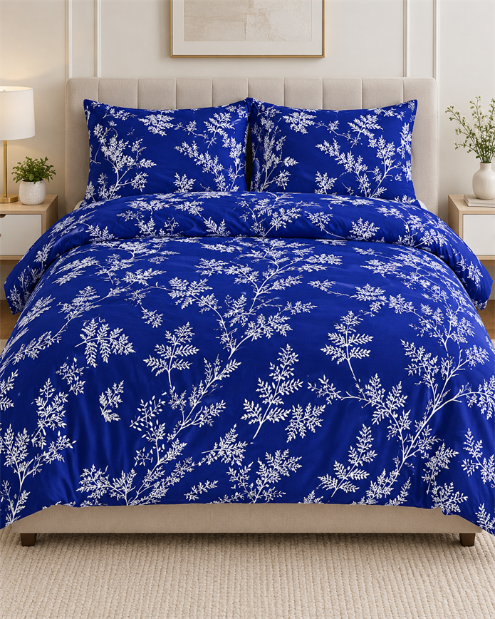 Çift Kişilik Desenli Lacivert Yastıklı Nevresim Takımı HÇ12 200x220