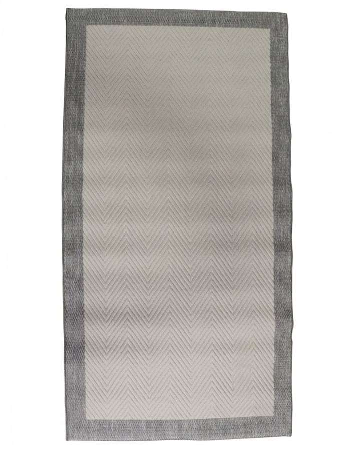 Derin Sisal Gri Bordürlü Krem Balık Sırtı Jüt Sisal Dekoratif Kaymaz Taban Yıkanabilir Halı | ST01