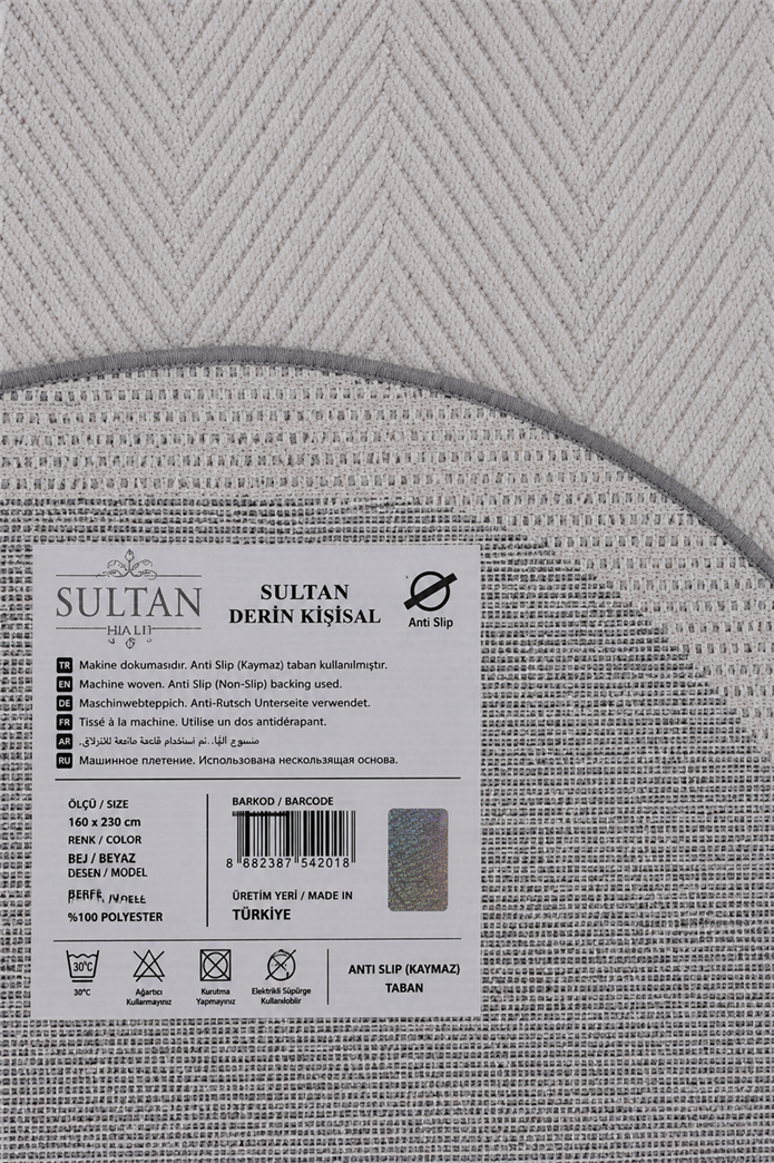 Derin Sisal Yuvarlak Gri Bordürlü Krem Balık Sırtı Jüt Sisal Dekoratif Kaymaz Taban Yıkanabilir Halı | ST01