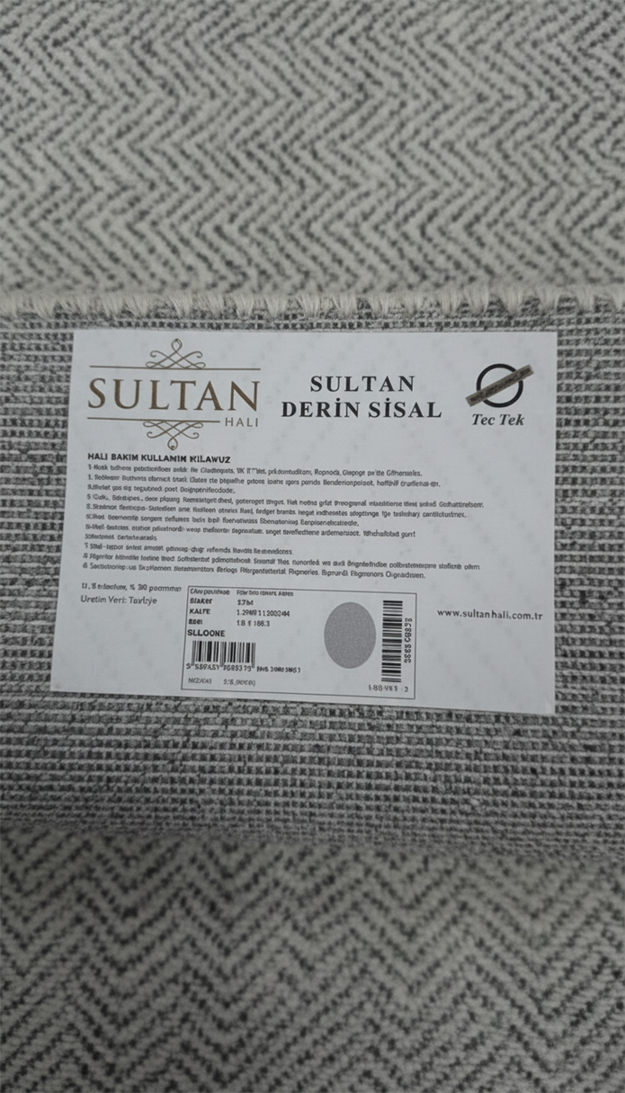 Derin Sisal Yuvarlak Krem Bordürlü Gri Jüt Sisal Dekoratif Kaymaz Taban Yıkanabilir Halı | ST03