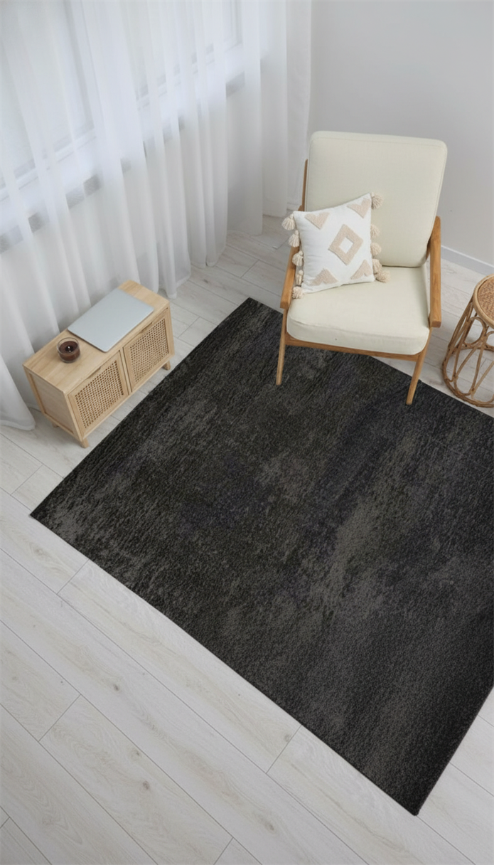 Dream Color Antrasit Yumuşak Yüzeyli Kaymaz Makinede Yıkanabilir Halı