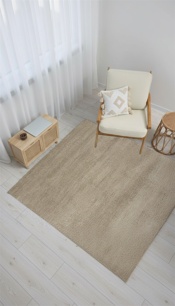 Dream Color Bej  Yumuşak Yüzeyli Kaymaz Makinede Yıkanabilir Halı
