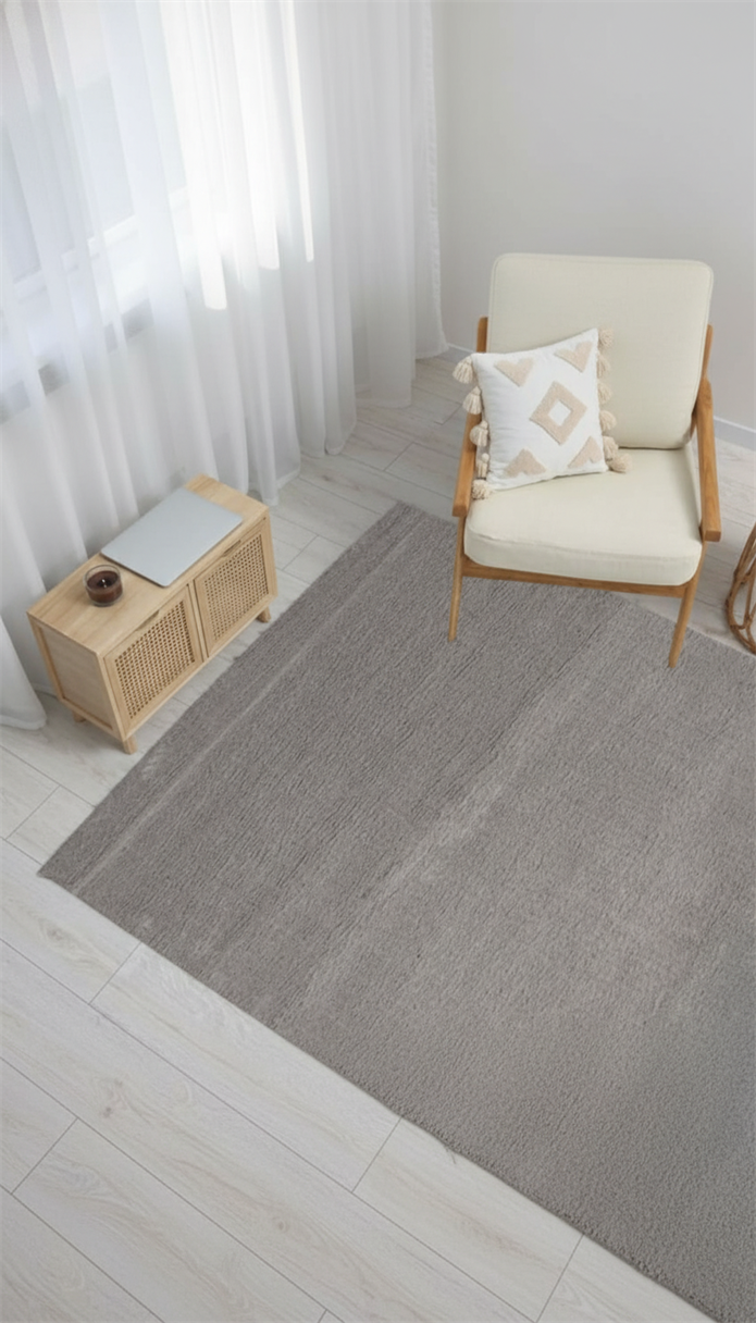 Dream Color Gri  Yumuşak Yüzeyli Kaymaz Makinede Yıkanabilir Halı