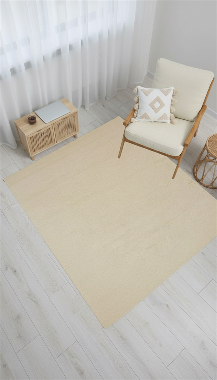 Dream Color Krem Yumuşak Yüzeyli Kaymaz Makinede Yıkanabilir Halı