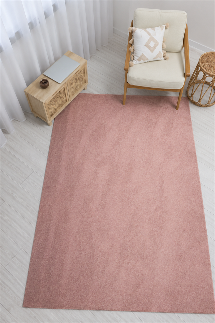 Dream Color Pembe Yumuşak Yüzeyli Kaymaz Makinede Yıkanabilir Halı