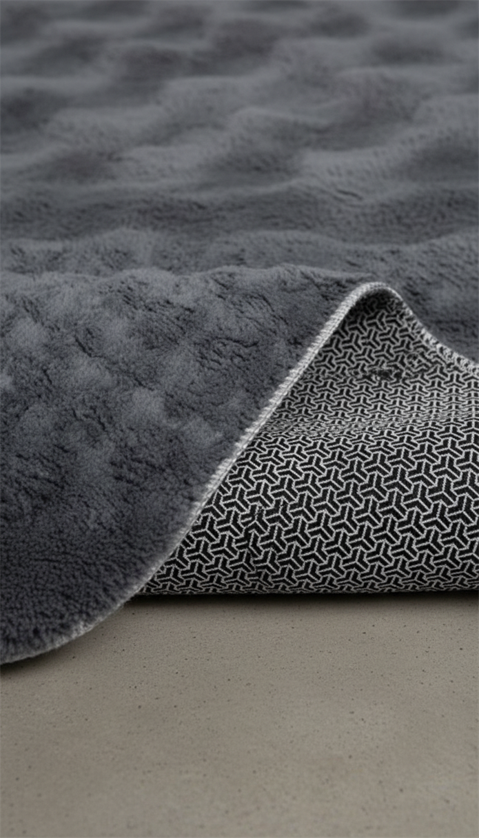 Dream Soft Yuvarlak Antrasit Desenli Yumuşak Yüzeyli Kaymaz Makinede Yıkanabilir Halı