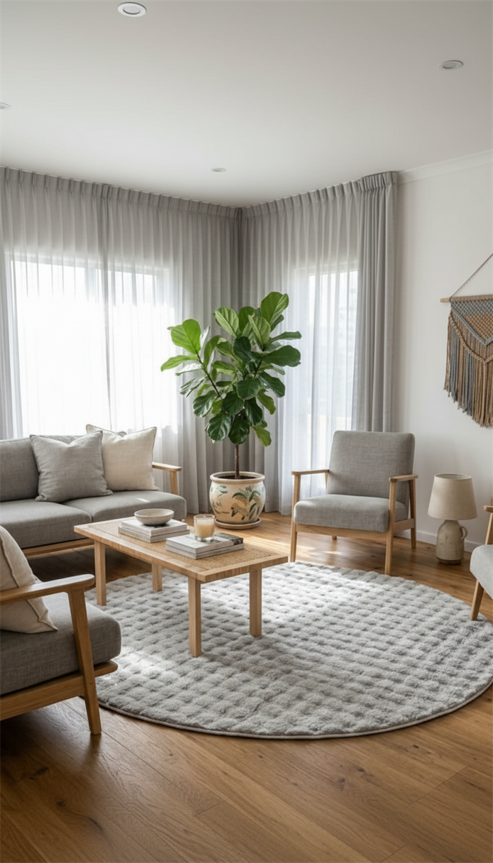 Dream Soft Yuvarlak Gri Desenli Yumuşak Yüzeyli Kaymaz Makinede Yıkanabilir Halı