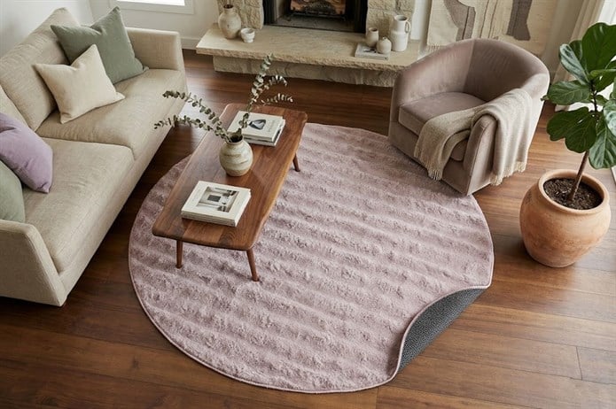 Dream Soft Yuvarlak Pembe Yumuşak Yüzeyli Kaymaz Makinede Yıkanabilir Halı