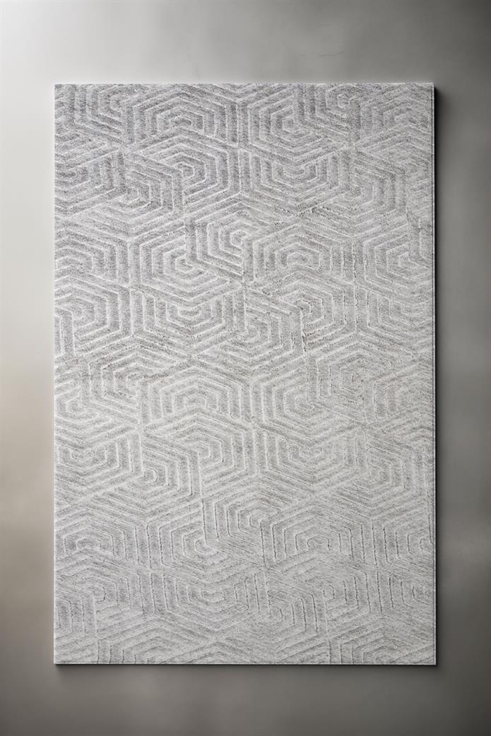 Embos Serisi Gri Kaydırmaz Taban Peluş Halı