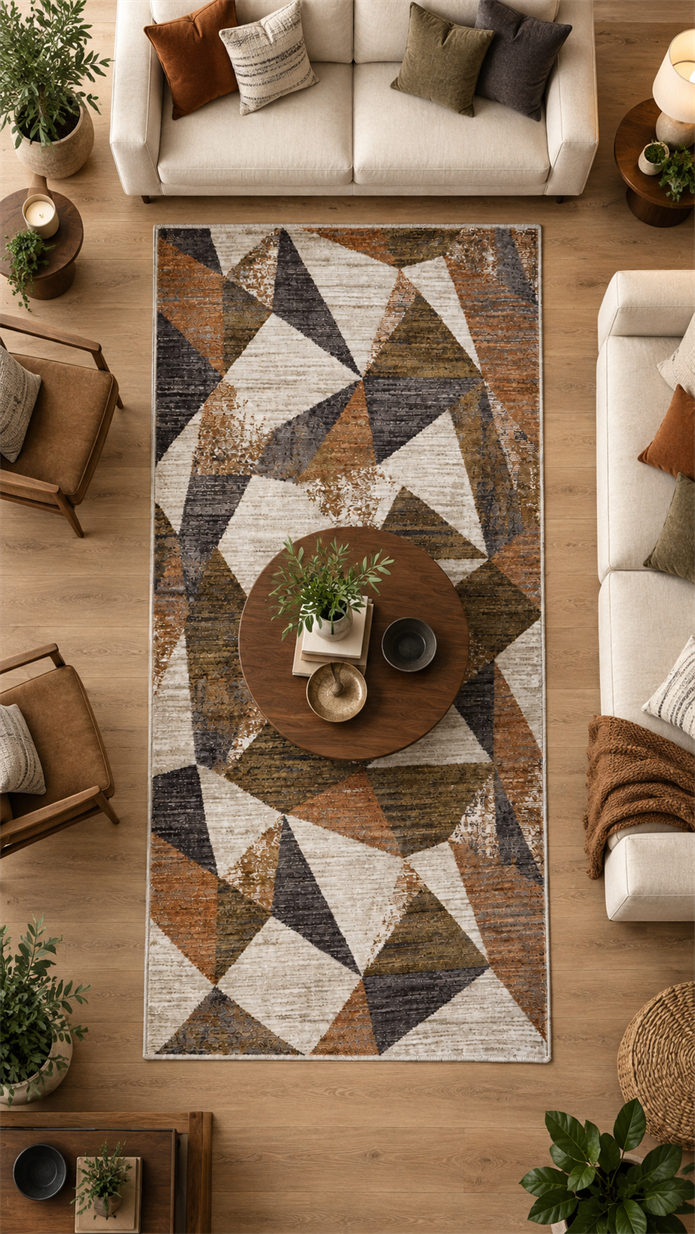 Eva Vintage Modern Halı | Sultan Halı Vizon ve Kahverengi Kare/Dikdörtgen Halılar