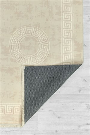 Fildişi Renkli Roma Desenli Kabartmalı Dokuma Taban Halı