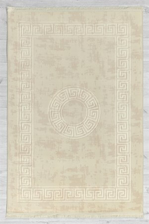 Fildişi Renkli Roma Desenli Kabartmalı Dokuma Taban Halı