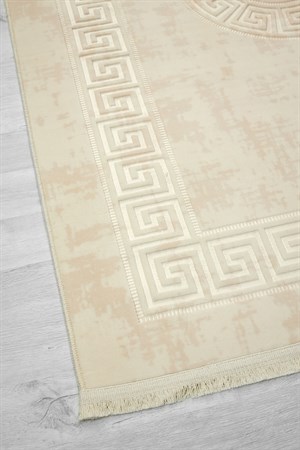 Fildişi Renkli Roma Desenli Kabartmalı Dokuma Taban Halı