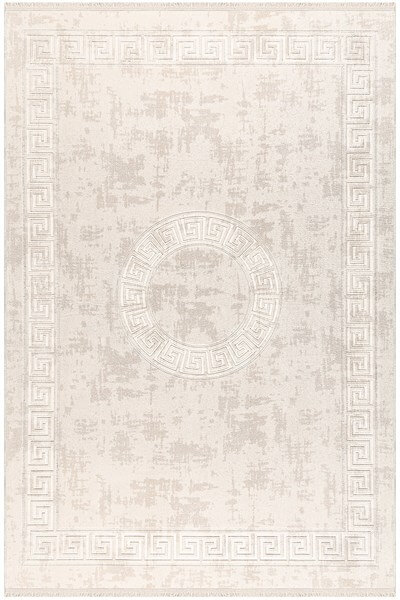 Fildişi Renkli Roma Desenli Kabartmalı Dokuma Taban Halı