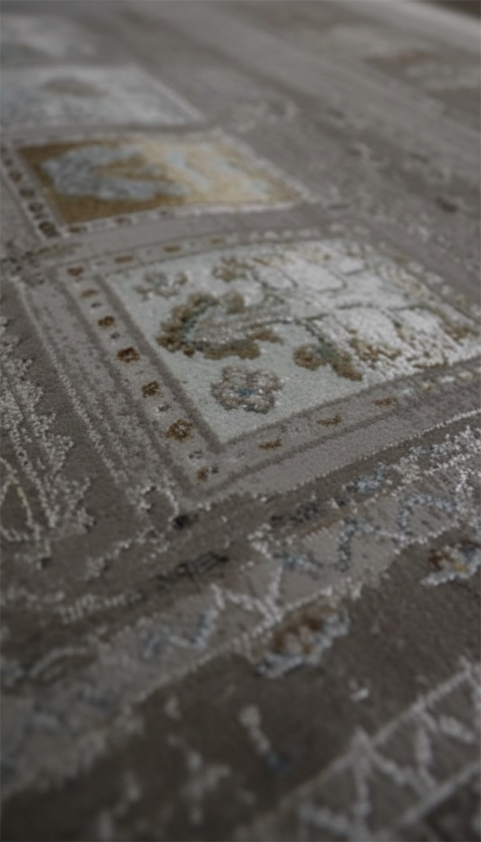 GOBLEN Serisi 710.000 Point Toz Tutmaz Pamuk Tabanlı Krem / Açık Gri Halı ı 8640