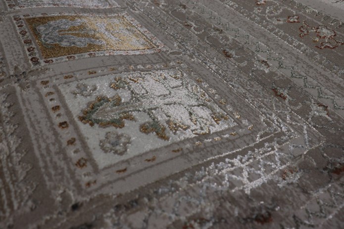 GOBLEN Serisi 710.000 Point Toz Tutmaz Pamuk Tabanlı Krem / Açık Gri Halı ı 8640