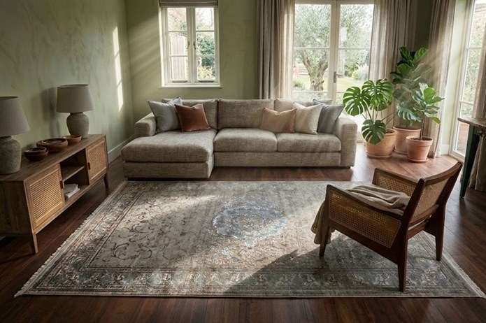 GOBLEN Serisi 710.000 Point Toz Tutmaz Pamuk Tabanlı A.Yeşil A.Gri Halı ı 9450