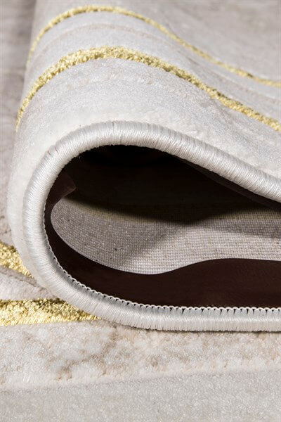 Krem Renkli Gold Çerçeve Detaylı  Dokuma Makine Halısı