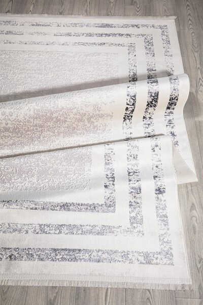 Gri Renkli Bordürlü Altı Kaymaz Toz Toplamaz Antialerjik Halı