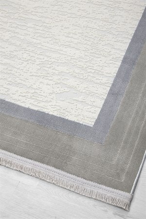 Gri Renk Çerçeveli Tabanı Kaymaz Toz Toplamaz Makine Dokuma Halı