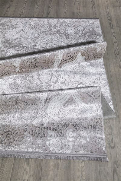Gri Renkli Füme Plus Parlak Kaymaz Yıkanabilir Halı