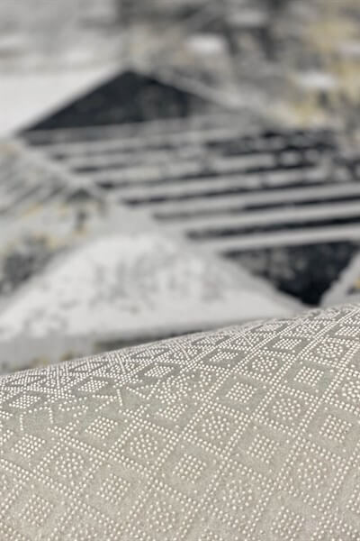 Gri Gold Renkli Kaymaz Taban Yıkanabilir Halı