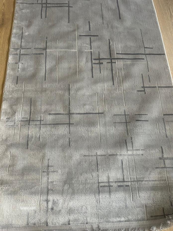 Gri Renk Lotus Bambu Model Altı Kaymaz Makine Dokuma Halı