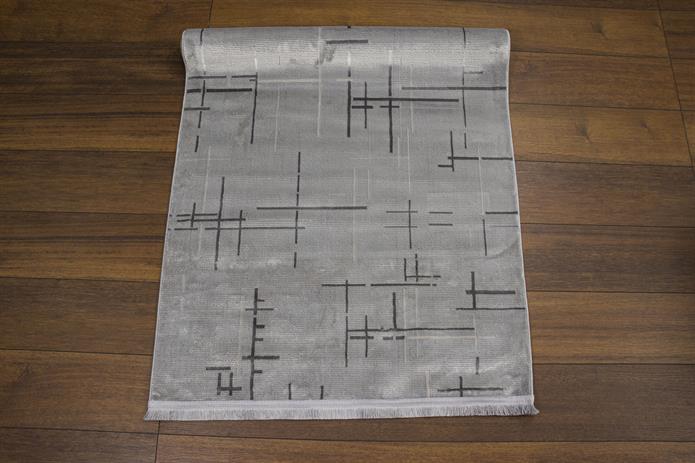 Gri Renk Lotus Bambu Model Altı Kaymaz Makine Dokuma Halı