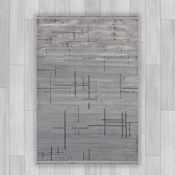 Gri Renk Lotus Bambu Model Altı Kaymaz Makine Dokuma Halı