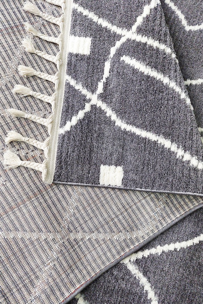 Gri Renkli  Soft Iskandinav Peluş Dokulu Makine Halısı