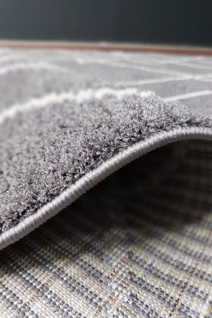 Gri Renkli  Soft Iskandinav Peluş Dokulu Makine Halısı