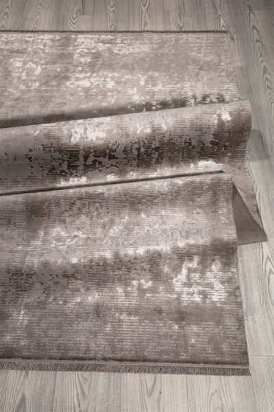 Vizon Rengi Vintage Bambu Altı Kaymaz Makine Dokuma Halı