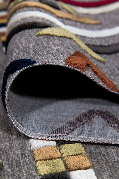 Gri Viskon Altı Kaymaz  Modern Desenli Halı-0040