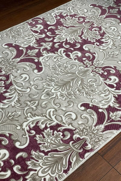 Gül Kurusu Renkli Kaymaz Taban Yıkanabilir Halı