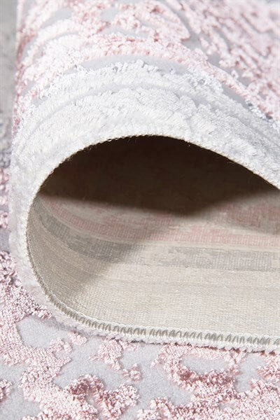 Gül Rengi Bordürlü Parlak Yanar Dönerli Altı Kaymaz Makine Dokuma Halı