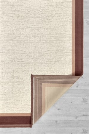 Gül Rengi Çerçeveli Tabanı Kaymaz Toz Toplamaz Makine Dokuma Halı