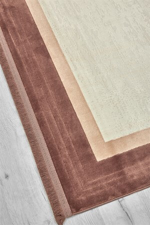 Gül Rengi Çerçeveli Tabanı Kaymaz Toz Toplamaz Makine Dokuma Halı