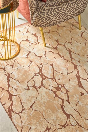 Gül Rengi Mermer Desenli Bambu Yumuşak Yüzeyli Dokuma Çocuk Odası Oturma Odası Salon Mutfak Halısı Yolluk  