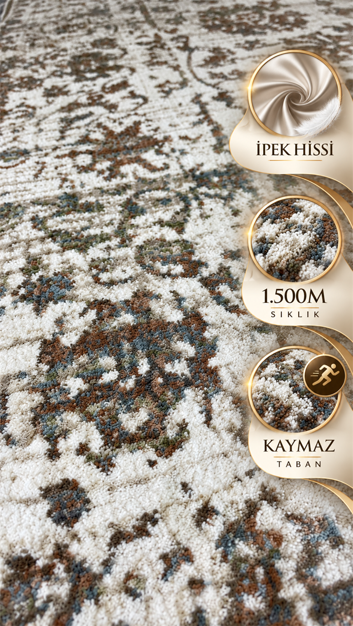 Irmak Serisi Vintage Halı 5669A Krem