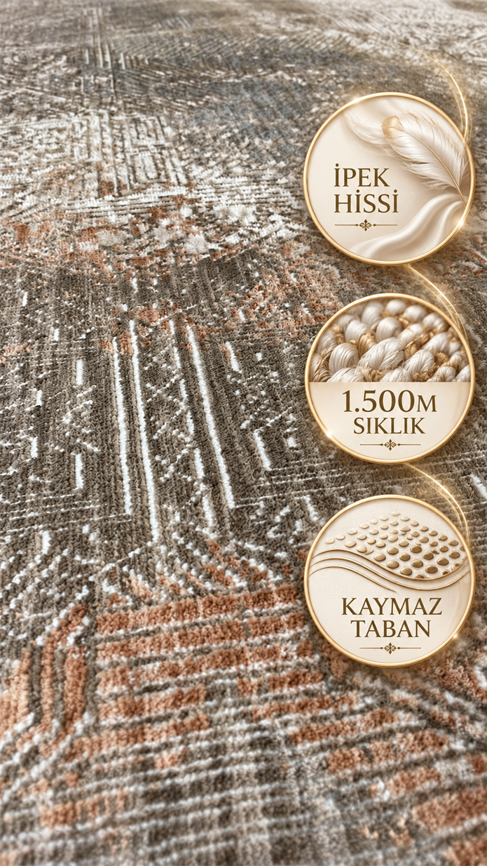 Irmak Serisi Vintage Halı 5670A Kahve