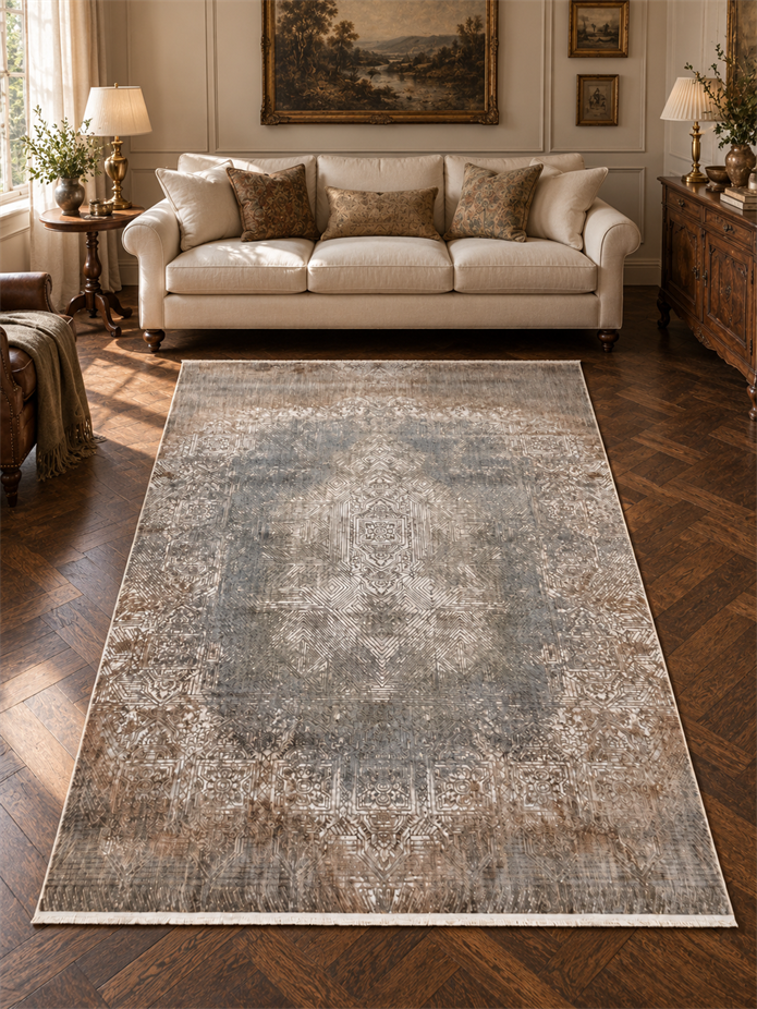 Irmak Serisi Vintage Halı 5670A Kahve