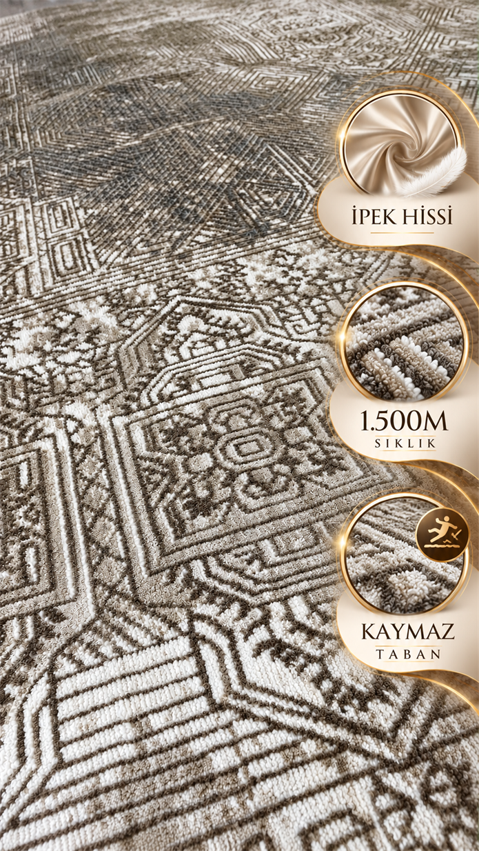 Irmak Serisi Vintage Halı 5670B Bej