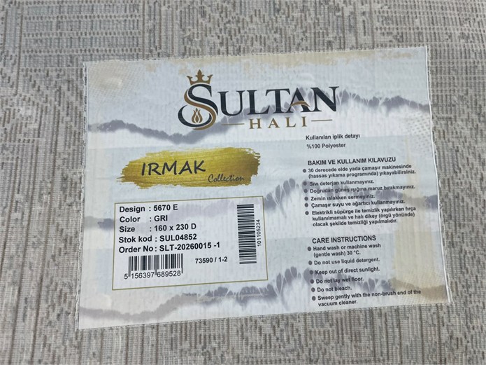 Irmak Serisi Vintage Halı Gri | Sultan Halı