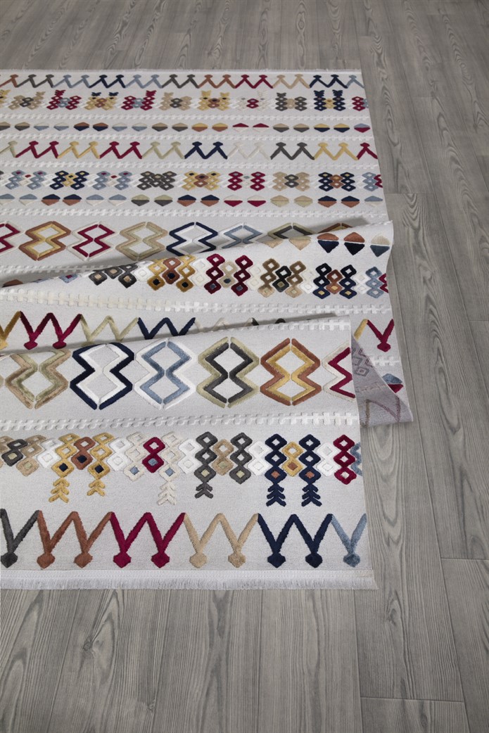 Kemik Viskon Altı Kaymaz  Modern Desenli Halı-0043