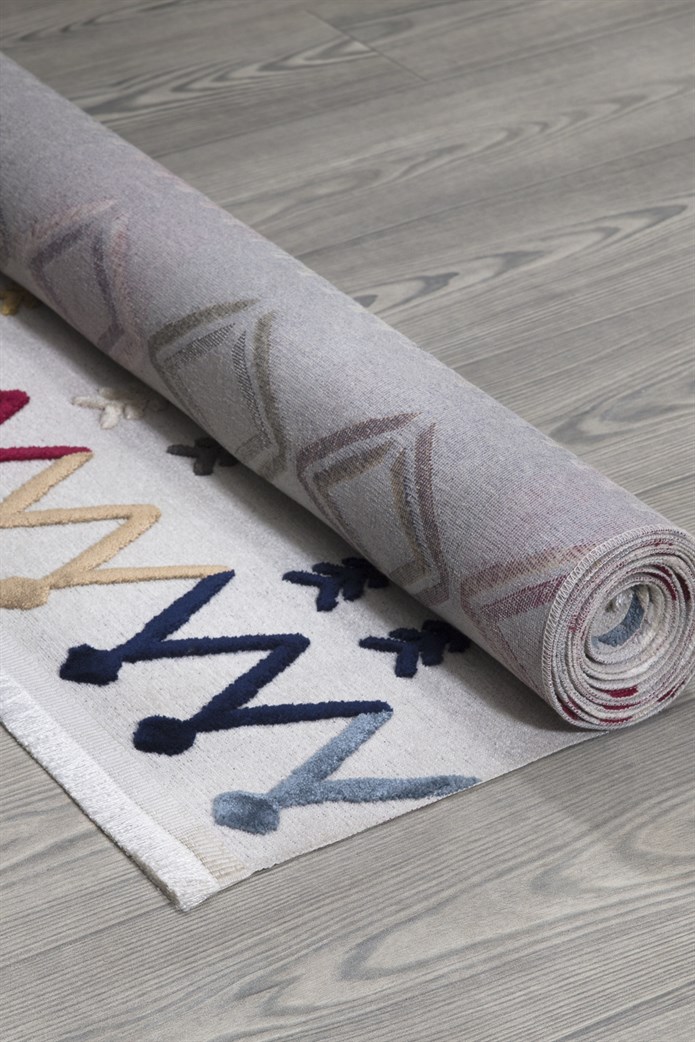 Kemik Viskon Altı Kaymaz  Modern Desenli Halı-0043